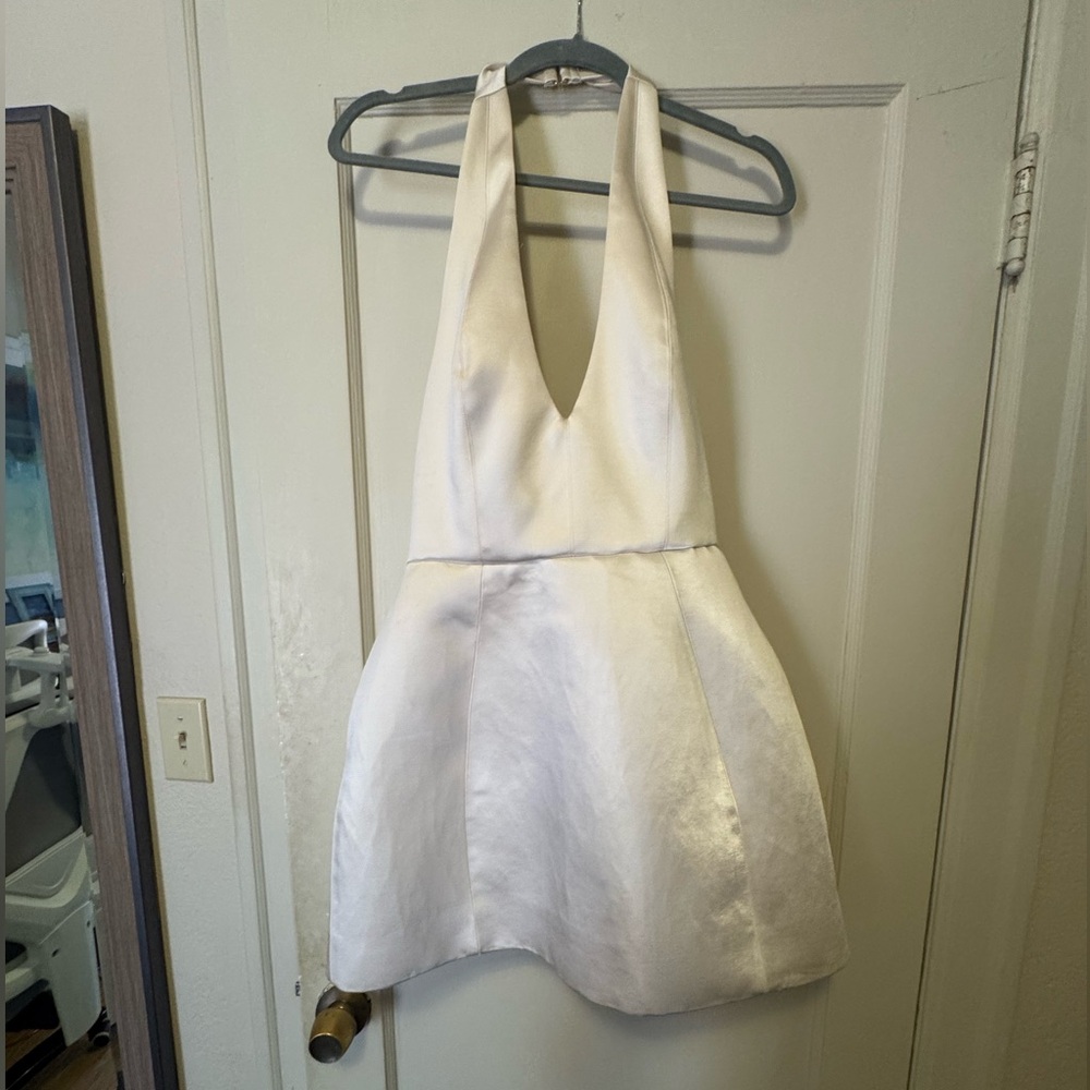 Oh Polly Ivory Satin Dress
